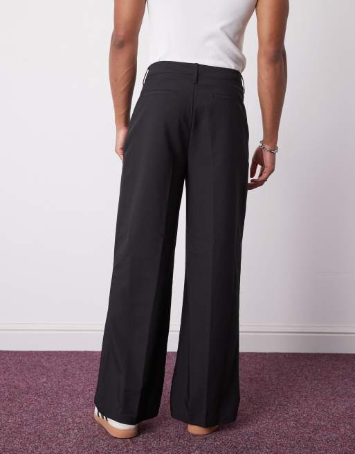 COLLUSION relaxed wide leg tailored pants in black