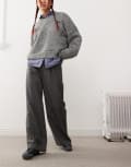 [Collusion] COLLUSION relaxed wide leg tailored pants in grey 6 CHARCOAL