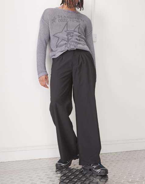 COLLUSION relaxed wide leg tailored trousers in black - view 1