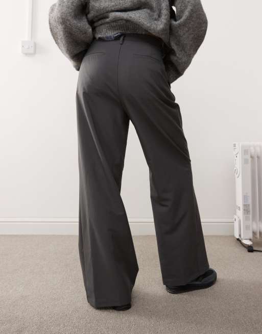 COLLUSION relaxed wide leg tailored trousers in grey, 5 of 5