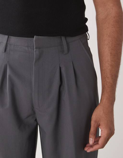 COLLUSION relaxed wide leg tailored trousers in grey, 4 of 5