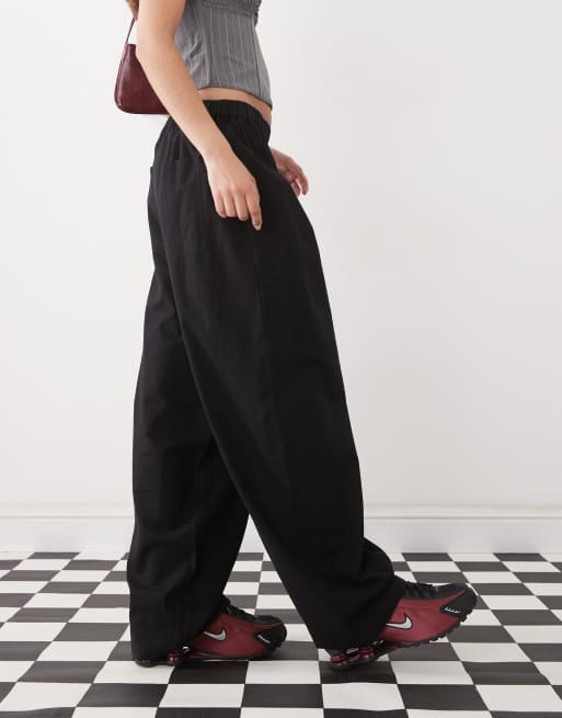 COLLUSION relaxed woven balloon pant with linen in black, 2 of 5