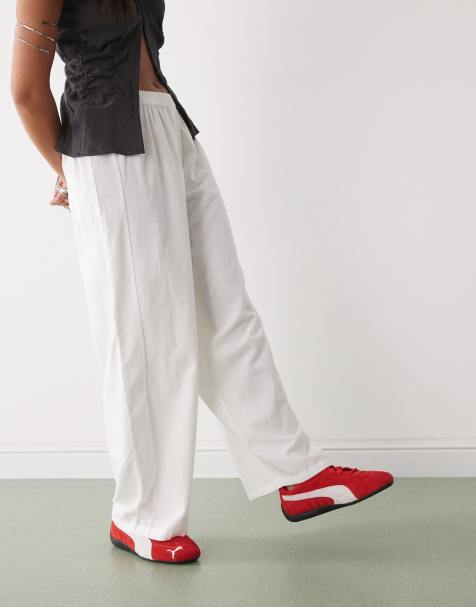 COLLUSION relaxed woven balloon pant with linen in white - WHITE - view 1