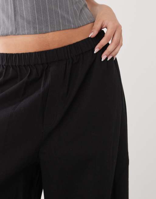 COLLUSION relaxed linen-look balloon pants in black