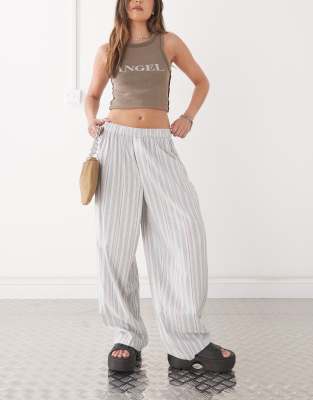 relaxed woven pants in mixed stripe - part of a set-Multi