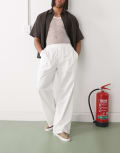 [Collusion] COLLUSION relaxed woven pants with linen in white XL WHITE