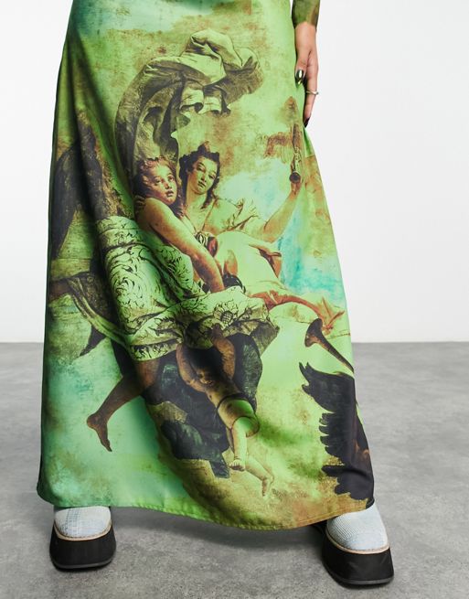 Renaissance Print Bodysuit & Midi Skirt