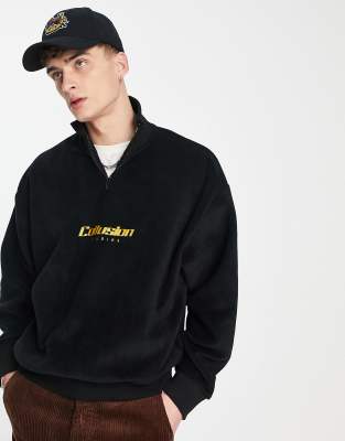 COLLUSION reserve fleece sweatshirt in black