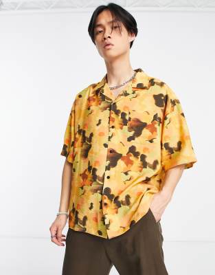 COLLUSION revere printed oversized shirt in yellow