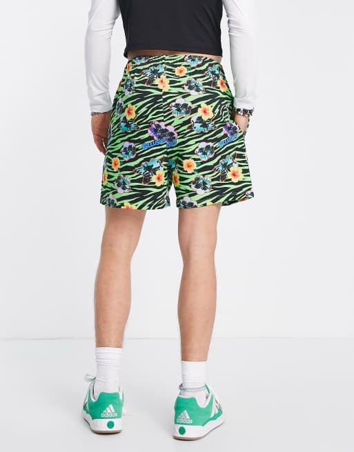 COLLUSION revere shorts in tiger floral print, 3 of 4