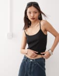 [Collusion] COLLUSION rib crop cami top in black S BLACK
