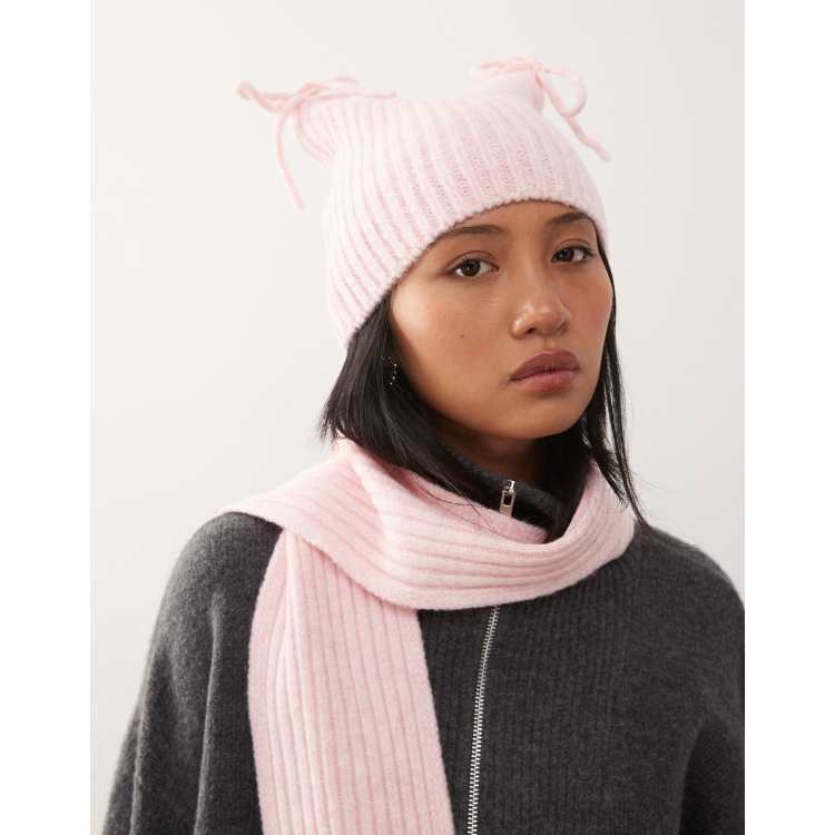 COLLUSION rib knit beanie in pink - part of a set | ASOS