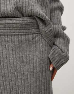 COLLUSION knitted ribbed maxi skirt in charcoal co-ord
