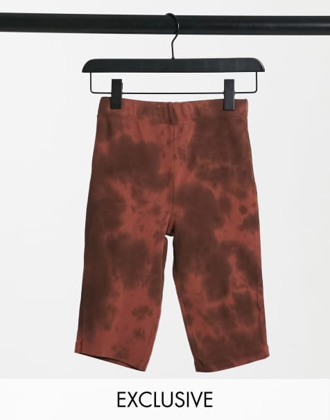 COLLUSION rib legging shorts co-ord in brown tie dye - view 1