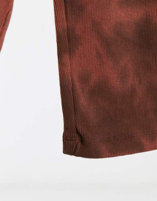COLLUSION rib legging shorts co-ord in brown tie dye, 3 of 4