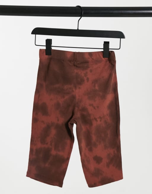 COLLUSION rib legging shorts co-ord in brown tie dye, 4 of 4