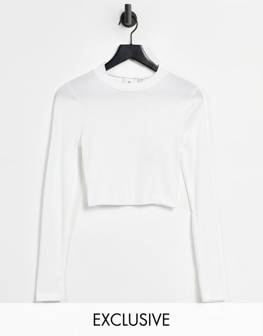 COLLUSION rib long sleeve t-shirt in white