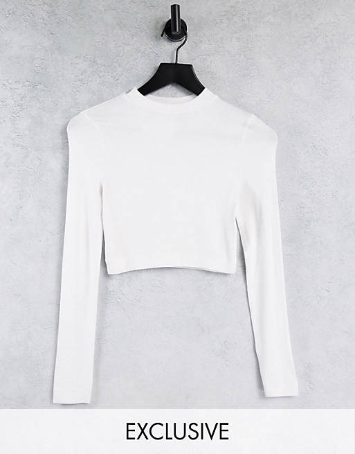 COLLUSION rib long sleeve t-shirt in white