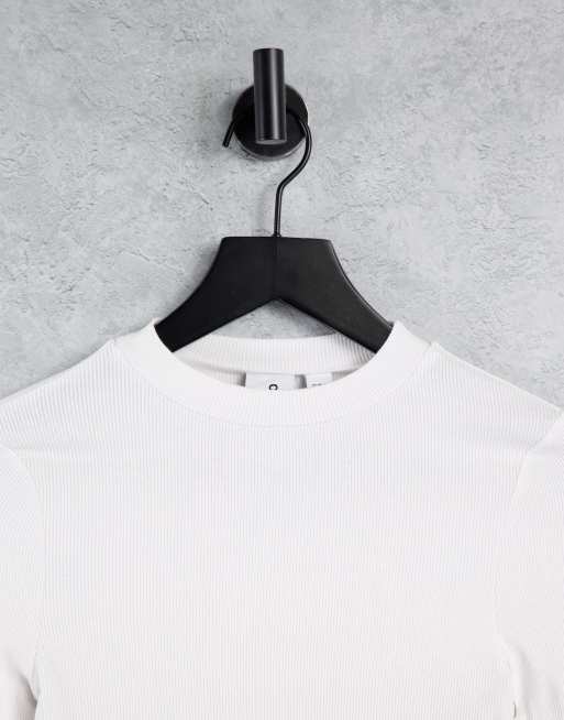 COLLUSION rib long sleeve t-shirt in white, 4 of 4