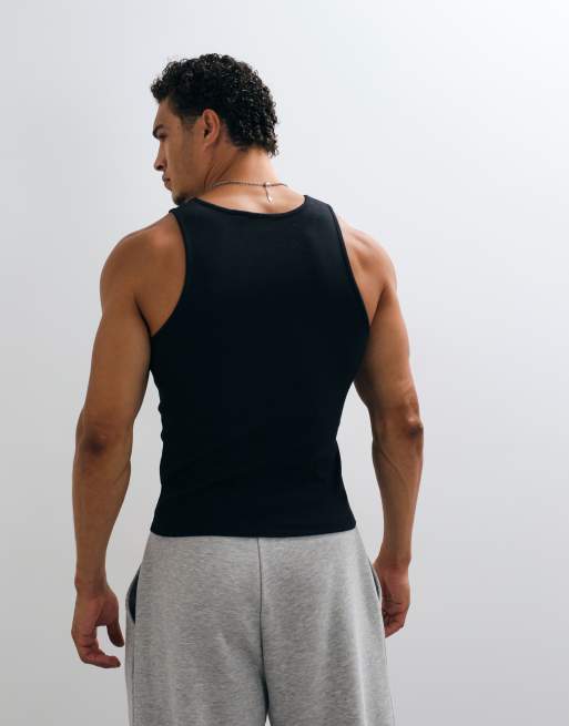 COLLUSION rib racer singlet in black, 2 of 5