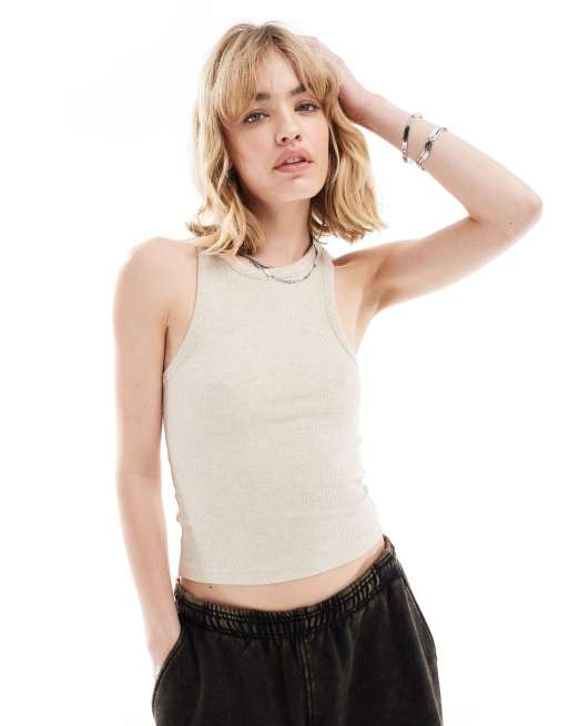 COLLUSION rib singlet in oatmeal marl