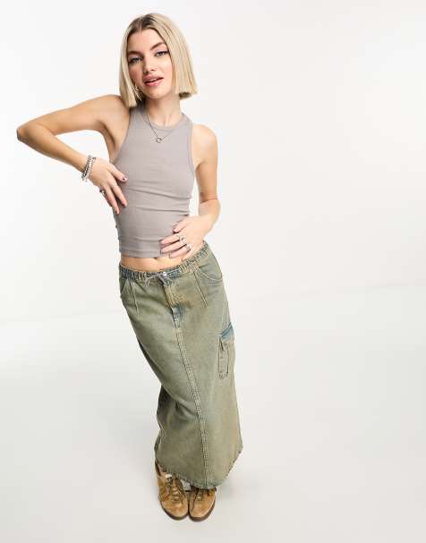 COLLUSION rib tank top in light gray - view 1