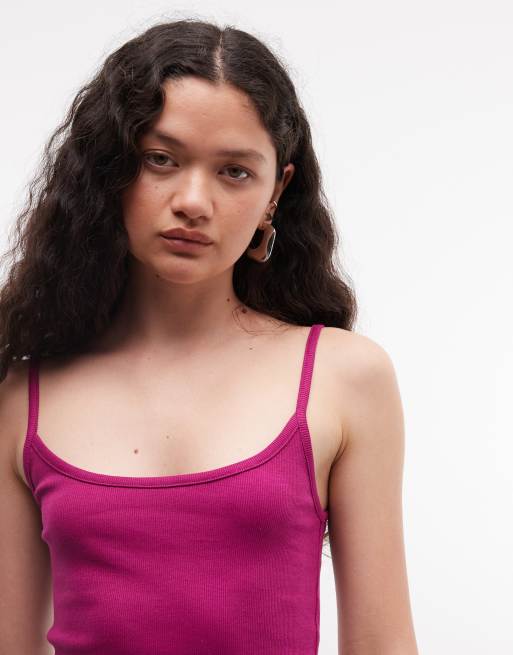COLLUSION ribbed cami in plum, 4 of 4