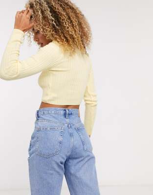 yellow ribbed cardigan