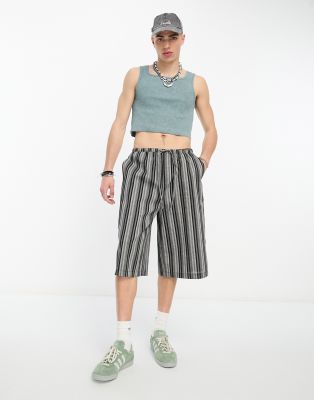 ribbed cropped tank top in washed blue