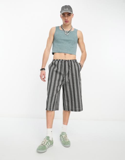 COLLUSION ribbed cropped tank top in washed blue 