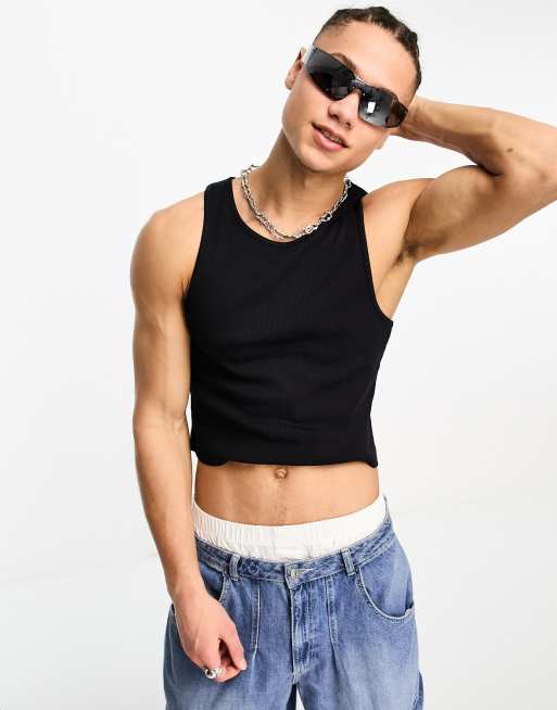 COLLUSION ribbed vest in black