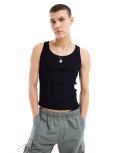 COLLUSION ribbed knitted singlet in black