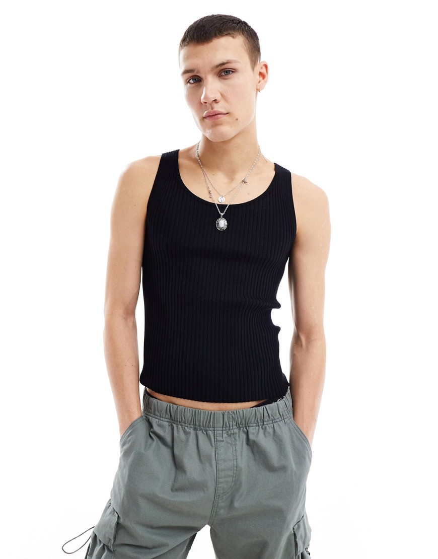 COLLUSION ribbed knitted vest in black