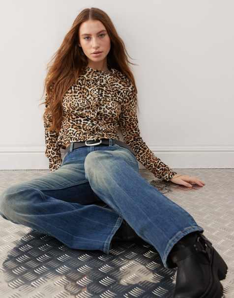 COLLUSION ribbed leopard print cardigan - view 1