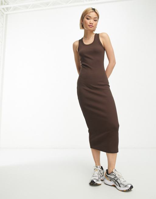 halter top burgundy dress Haylie Midi Dress Khaki Tan / XS