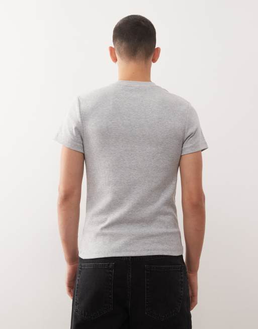 COLLUSION Ribbed muscle short sleeve henley t-shirt in grey marl, 2 of 5