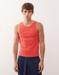 [Collusion] COLLUSION ribbed muscle singlet in red XS RED