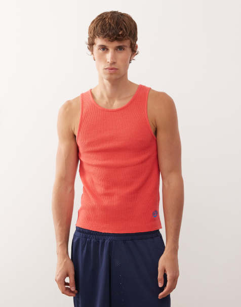 COLLUSION ribbed muscle tank top in red - view 1