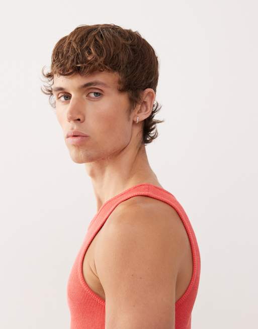 COLLUSION Ribbed muscle vest in red, 5 of 5
