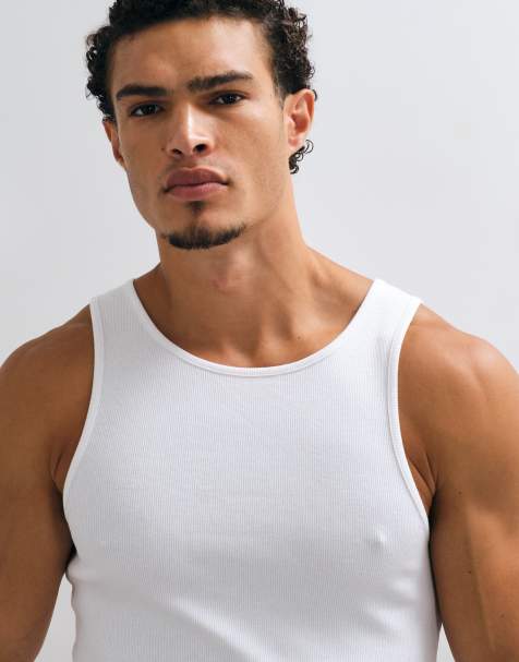 COLLUSION ribbed racer tank top in white - view 1