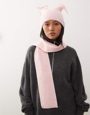 Collusion COLLUSION ribbed scarf co-ord in pink
