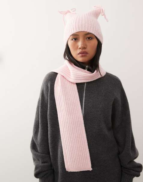 COLLUSION ribbed scarf in pink - part of a set - view 1