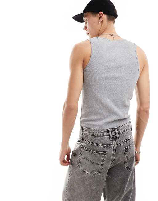COLLUSION ribbed tank top in heather gray  