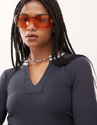 Collusion Ribbed Sporty Long Sleeve Top