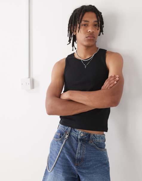 COLLUSION ribbed tank top in black - view 1