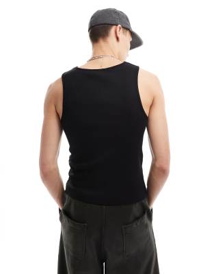 Collusion Slash Neck Muscle Fit Tank Top In White