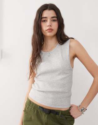 collusion ribbed tank top in heather gray
