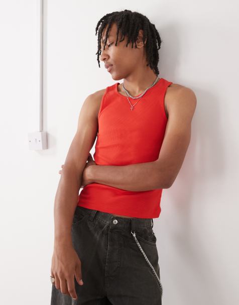 COLLUSION ribbed tank top in red - view 1