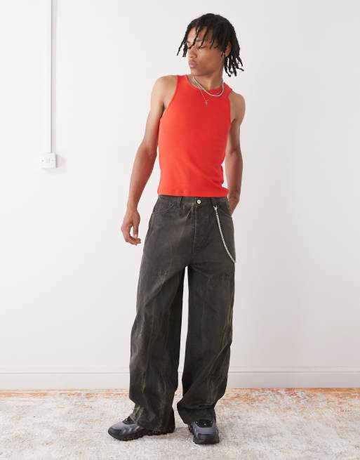 COLLUSION ribbed tank top in red, 2 of 4