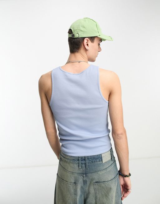 COLLUSION ribbed tank top in slate gray
